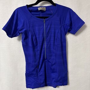 ATHLETA Pacifica Half Zip Short Sleeve Blue Athletic Top XS UPF